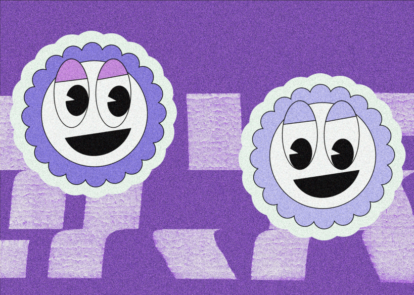 Illustration Two Smiles mit verspielter Farbfläche